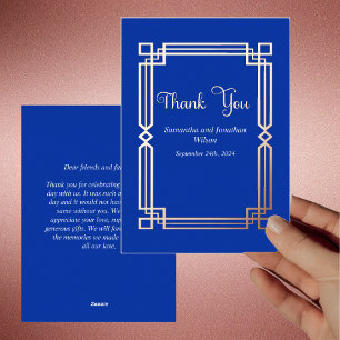 Moderne Rose Gold Border on Navy Dankeschön Card Folieneinladung