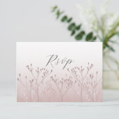 Moderne Rose Gold Botanische Hochzeit RSVP (Stehend Vorderseite)