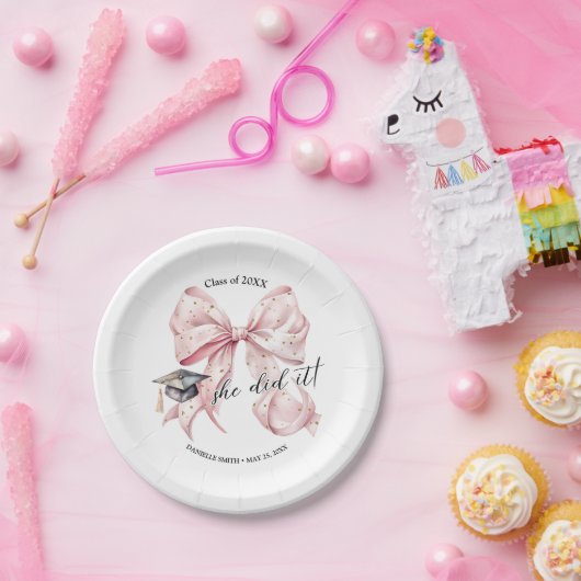 Moderne Rose Gold Bow sie hat Papier Rundplatte Pappteller (Party)