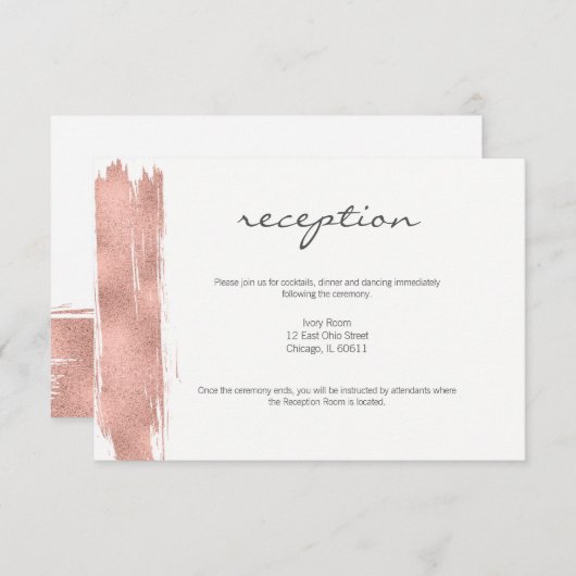 Moderne Rose Gold Brush Hochzeitskarte Einladung (Vorne/Hinten)