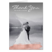 Moderne Rose Gold Brush Wedding Danke Karte (Vorne)