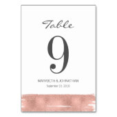 Moderne Rose Gold Brush Wedding Tischnummer Card (Rückseite)