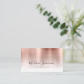Moderne Rose - Gold Brushed Metal-Logo-Markenbezei Visitenkarte (Stehend Vorderseite)
