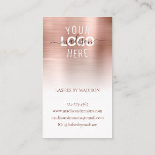 Moderne Rose - Gold Brushed Metal-Logo-Markenbezei Visitenkarte