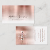 Moderne Rose - Gold Brushed Metal-Logo-Markenbezei Visitenkarte (Vorne/Hinten)