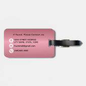 Moderne Rose Gold Brushed Metal Mit Monogramm Gepäckanhänger (Rückseite horizontal)