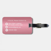 Moderne Rose Gold Brushed Metal Mit Monogramm Gepäckanhänger (Rückseite horizontal)