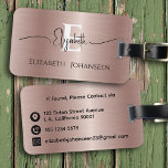 Moderne Rose Gold Brushed Metal Mit Monogramm Gepäckanhänger<br><div class="desc">Reisen Sie stilvoll mit unserem modernen, stilvollen Rose Gold Brushed Metal Mit Monogramm Gepäcktag! Markieren Sie Ihre Marke mit einer personalisierten Touch, einschließlich Ihres Namens und Monogramm elegant auf der Vorderseite angezeigt. Auf der Rückseite sorgen wichtige Kontaktdaten wie E-Mail, Adresse und Telefonnummer dafür, dass Ihr Gepäck leicht zu identifizieren ist....</div>