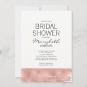 Moderne Rose Gold Brushstroke Brautparty Card Einladung (Vorderseite)