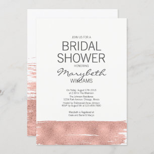 Moderne Rose Gold Brushstroke Brautparty Card Einladung