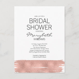 Moderne Rose Gold Brushstroke Brautparty Card Einladungspostkarte