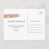 Moderne Rose Gold Brushstroke Brautparty Card Einladungspostkarte (Rückseite)