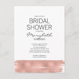 Moderne Rose Gold Brushstroke Brautparty Card Einladungspostkarte