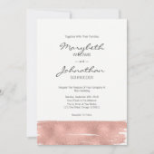 Moderne Rose Gold Brushstroke Wedding Card Einladung (Vorderseite)