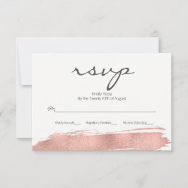 Moderne Rose Gold Brushstroke Wedding RSVP Card Karte