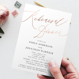 Moderne Rose Gold Calligraphy Wedding Probe Einladung