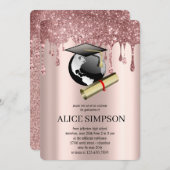 Moderne Rose Gold Chic Minimalistischer Abschluss Einladung (Vorne/Hinten)