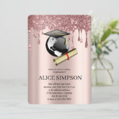 Moderne Rose Gold Chic Minimalistischer Abschluss Einladung (Stehend Vorderseite)