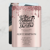 Moderne Rose Gold Chic Minimalistisches Foto Absch Einladung (Vorne/Hinten)