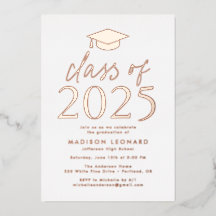 Moderne Rose Gold Class 2025 Graduation Party