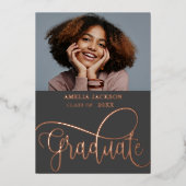 Moderne Rose Gold-Collage Graduate Folieneinladung (Vorderseite)