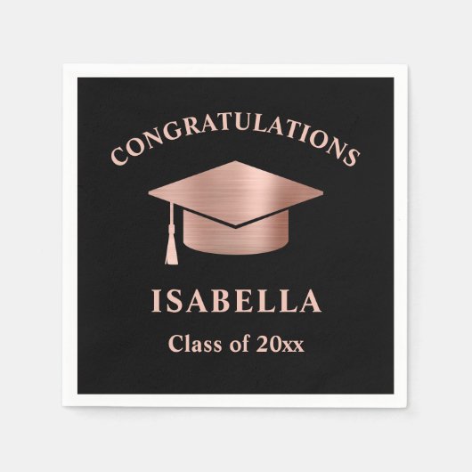 Moderne Rose Gold Custom Abschluss Serviette (Vorderseite)