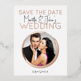 Moderne Rose Gold Custom Foto Hochzeit Einladung