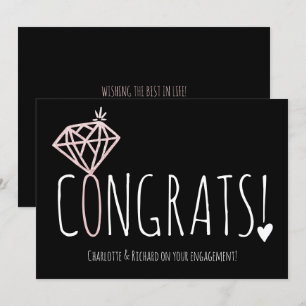 Moderne Rose Gold Diamant Glückwunsch Verlobung Karte