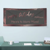 Moderne Rose Gold Dunkelgraue Marmor Happy Birthda Banner (Messe)
