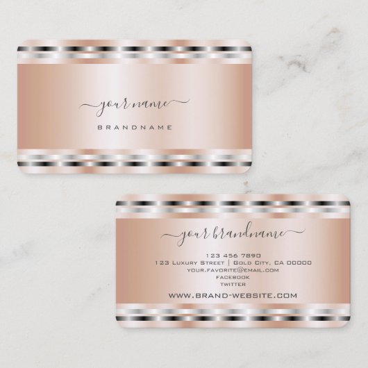 Moderne Rose Gold Effect Template Beruflich Visitenkarte (Vorne/Hinten)