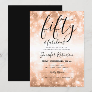 Moderne Rose Gold Fifty & Fabulous 50. Geburtstag Einladung