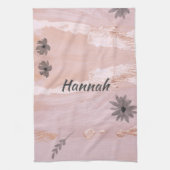 Moderne Rose Gold Floral Geschirrtuch (Vertikal)