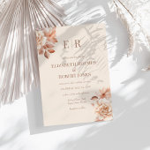 Moderne Rose Gold Floral Monogram Wedding Einladung