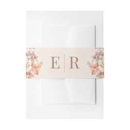 Moderne Rose Gold Floral Monogram Wedding Einladungsbanderole