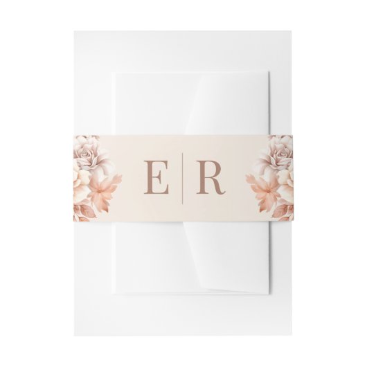 Moderne Rose Gold Floral Monogram Wedding Einladungsbanderole (Vorderseite Beispiel)