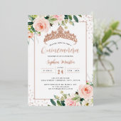 Moderne Rose Gold Floral Quinceanera Folieneinladung (Stehend vorne)