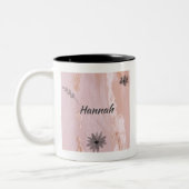 Moderne Rose Gold Floral Zweifarbige Tasse (Links)