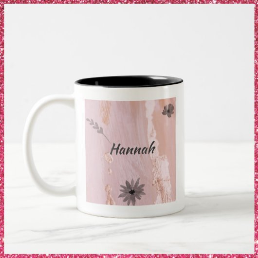 Moderne Rose Gold Floral Zweifarbige Tasse