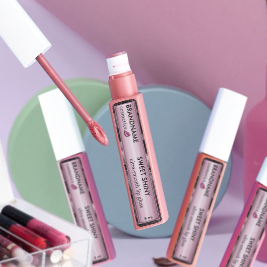 Moderne Rose Gold Foil Agate Glitzer Lip Glanz Nie Etiketten