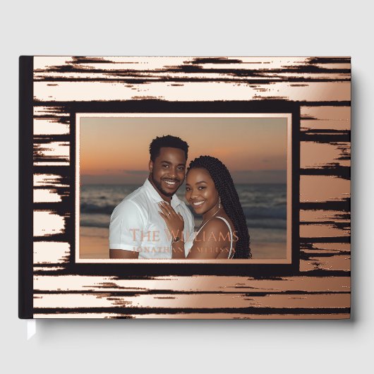 Moderne Rose Gold Foil Gästebuch (Vorderseite)