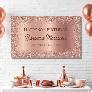Moderne Rose Gold Foil Glitzer 90. Geburtstagsschr Banner