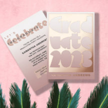 Moderne Rose Gold Foil Graduation Party