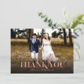 Moderne Rose Gold Foil Hochzeit Vielen Dank Foto Karte (Stehend Vorderseite)