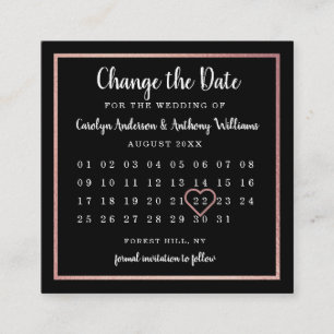 Moderne Rose Gold Foil Kalender ändern Datum Begleitkarte