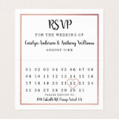Moderne Rose Gold Foil Kalender RSVP Karte (Innenseite Aufgefaltet)