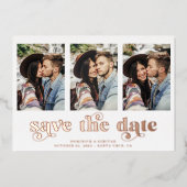 Moderne Rose Gold Foil Marmor Save the Date Folieneinladung (Vorderseite)
