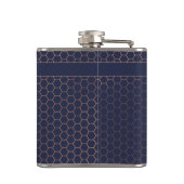 Moderne Rose Gold Foil Navy Blue Geometric Monogra Flachmann (Rückseite)