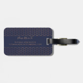 Moderne Rose Gold Foil Navy Blue Geometric Monogra Gepäckanhänger (Rückseite horizontal)