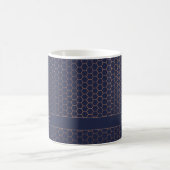 Moderne Rose Gold Foil Navy Blue Geometric Monogra Kaffeetasse (Mittel)