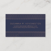 Moderne Rose Gold Foil Navy Blue Geometric Visitenkarte (Rückseite)